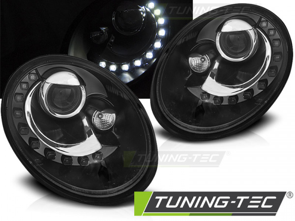LED Tagfahrlicht Design Scheinwerfer für VW New Beetle 06-12 schwarz